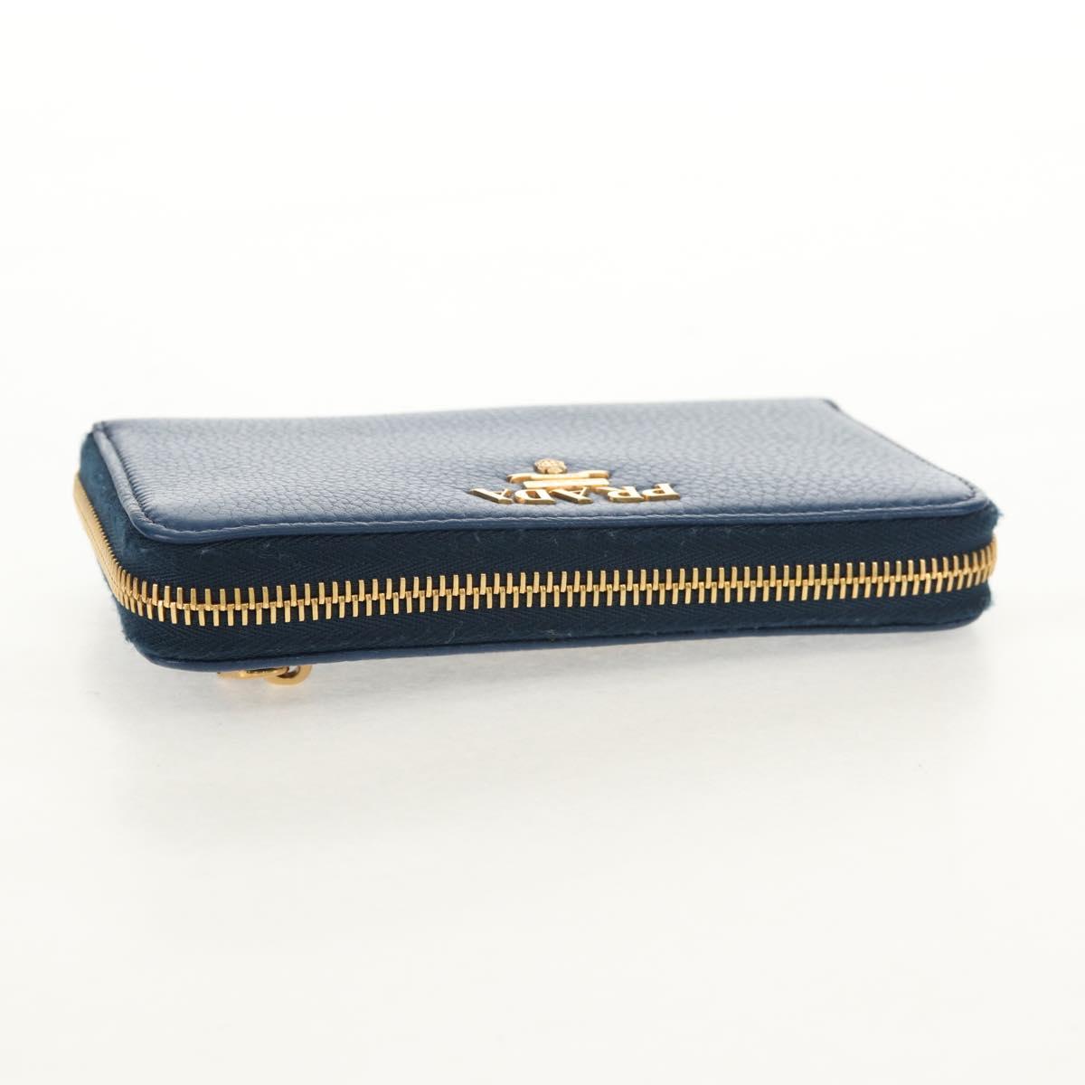 PRADA Compact Wallet Leather Blue Auth am9791V