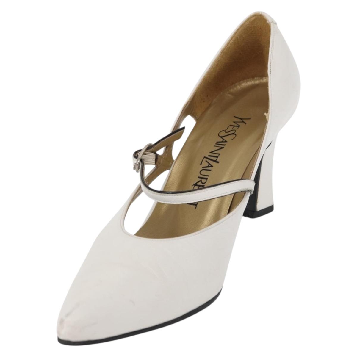 Salvatore Ferragamo Pumps Shoes Leather 35 White Auth am9795