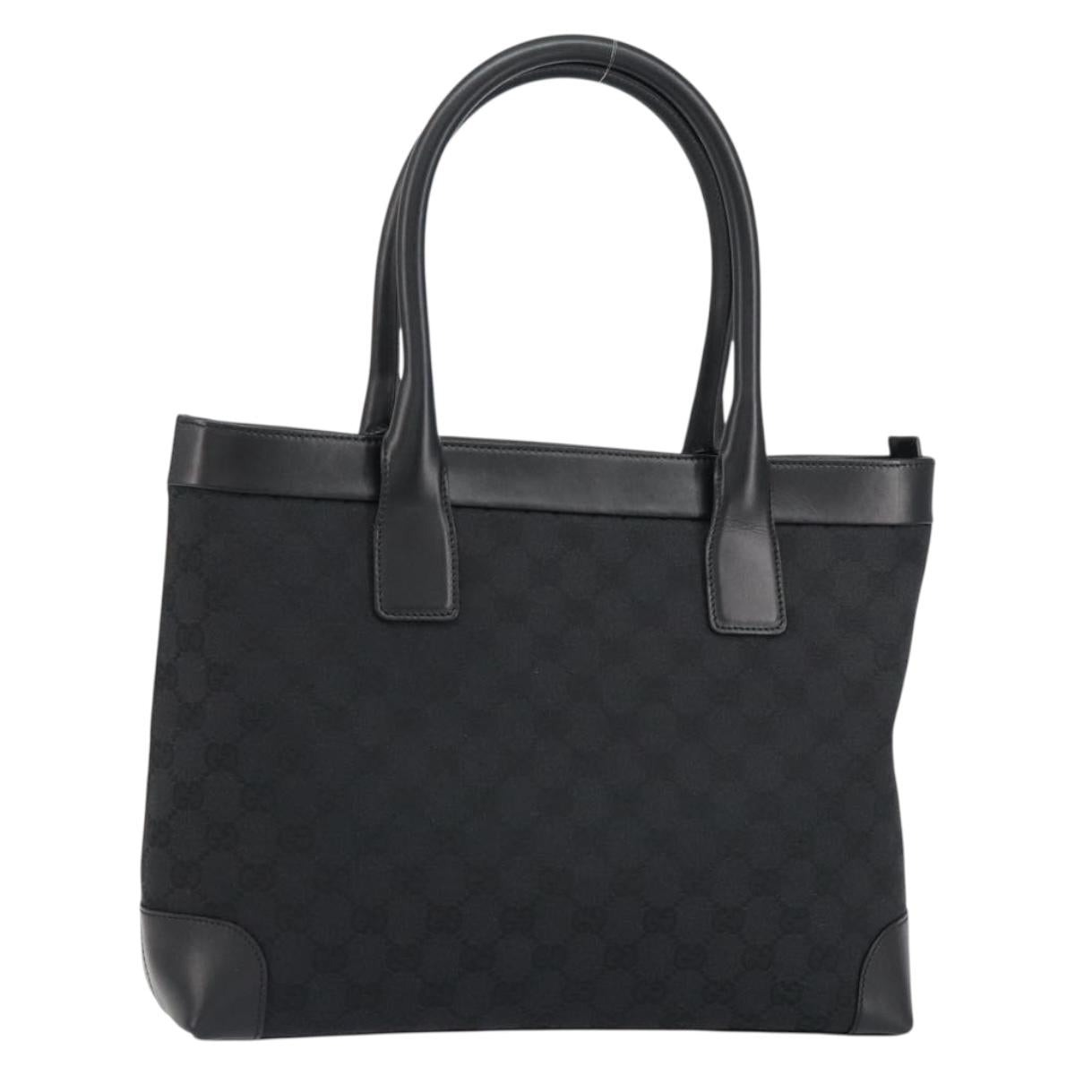 GUCCI GG Canvas Tote Bag Black Silver 33890 Auth am9800