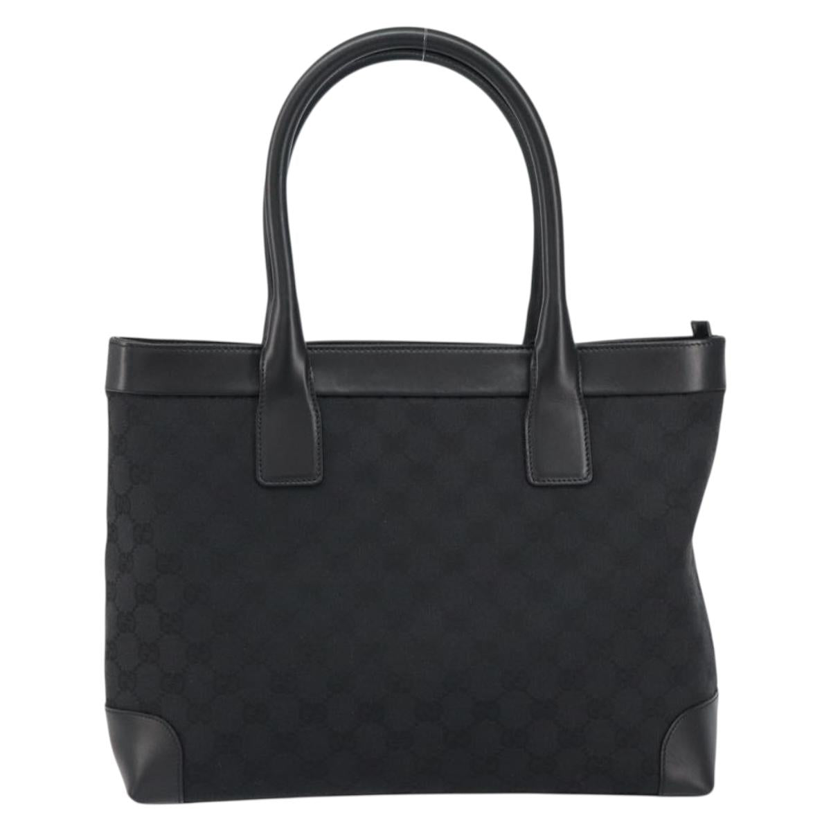 GUCCI GG Canvas Tote Bag Black Silver 33890 Auth am9800
