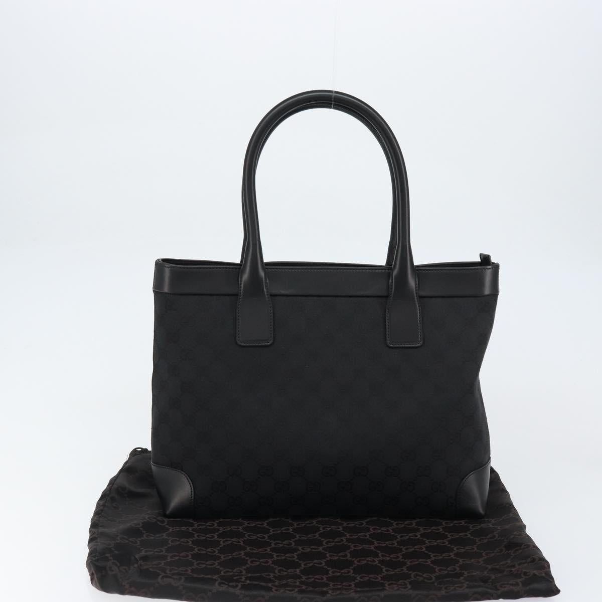 GUCCI GG Canvas Tote Bag Black Silver 33890 Auth am9800