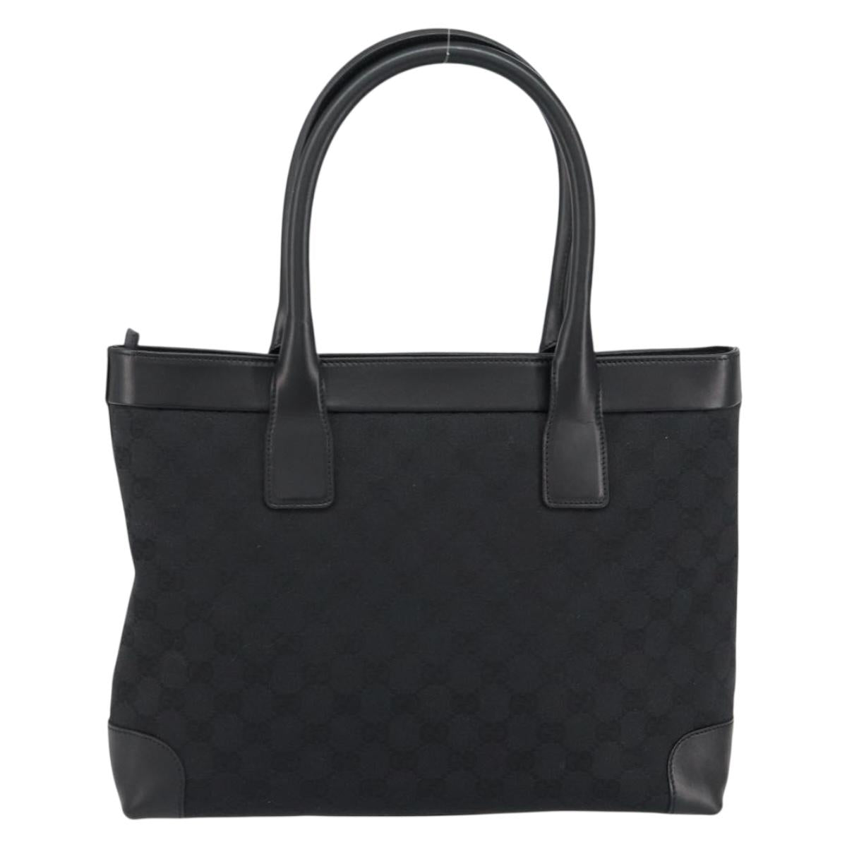 GUCCI GG Canvas Tote Bag Black Silver 33890 Auth am9800