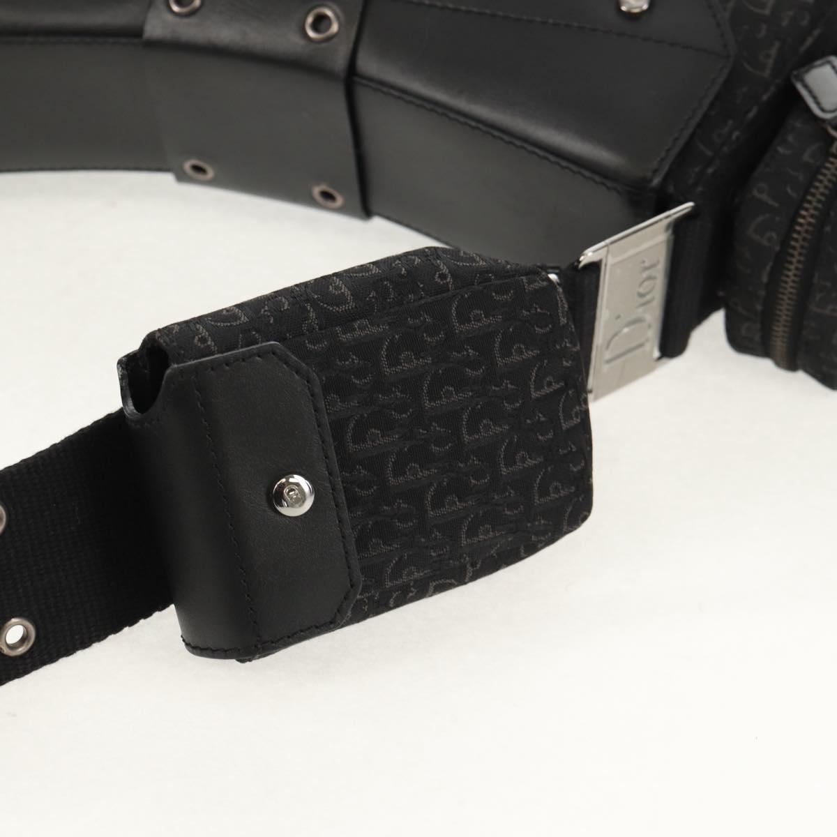 Christian Dior Trotter Canvas Street Chic Shoulder Bag Black Silver Auth am9801V