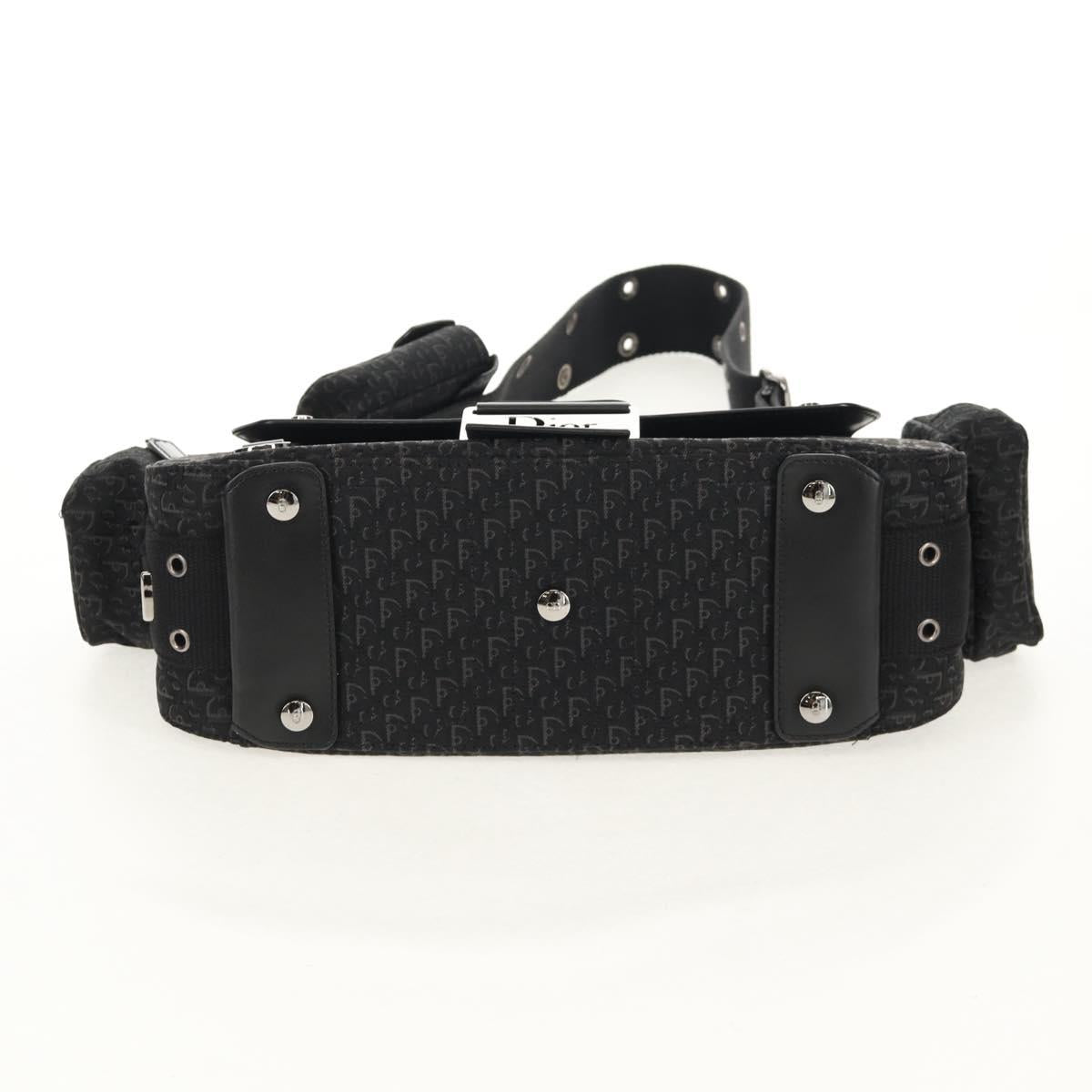 Christian Dior Trotter Canvas Street Chic Shoulder Bag Black Silver Auth am9801V