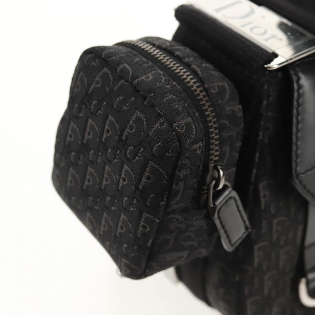 Christian Dior Trotter Canvas Street Chic Shoulder Bag Black Silver Auth am9801V