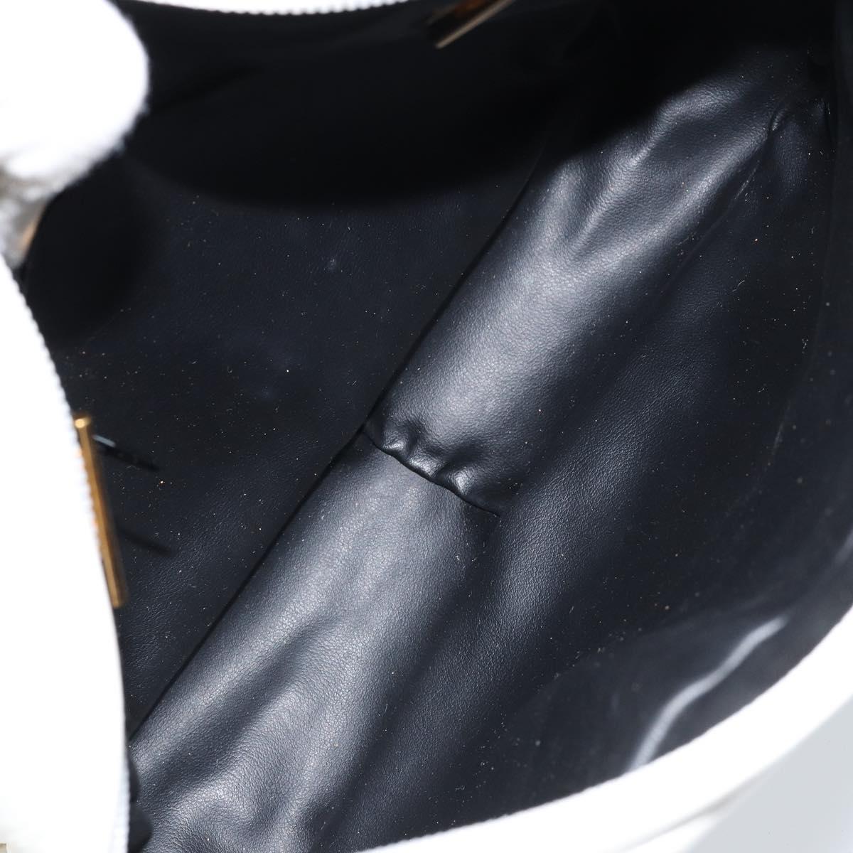 BALLY Chain Shoulder Bag Leather White Gold Auth am9802