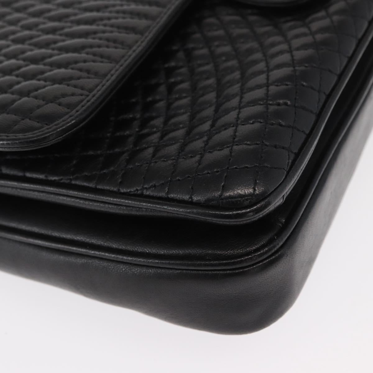 BALLY Chain Shoulder Bag Leather Black Gold Auth am9804