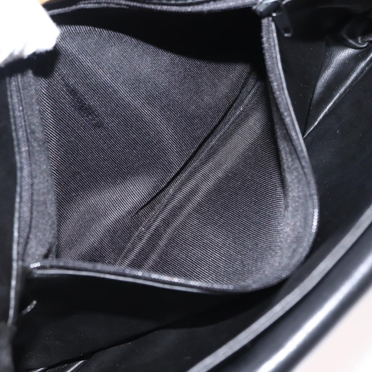 BALLY Chain Shoulder Bag Leather Black Gold Auth am9804