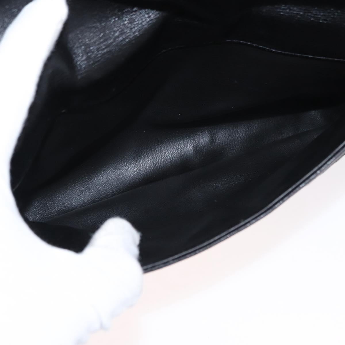 BALLY Chain Shoulder Bag Leather Black Gold Auth am9804