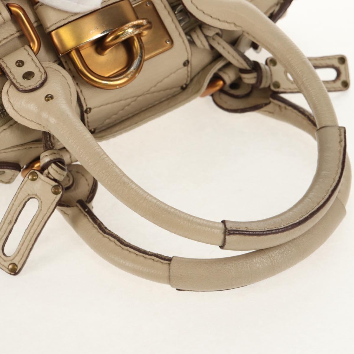 Chloe Paddington Mini Hand Bag Leather Beige Silver gold Auth am9806V