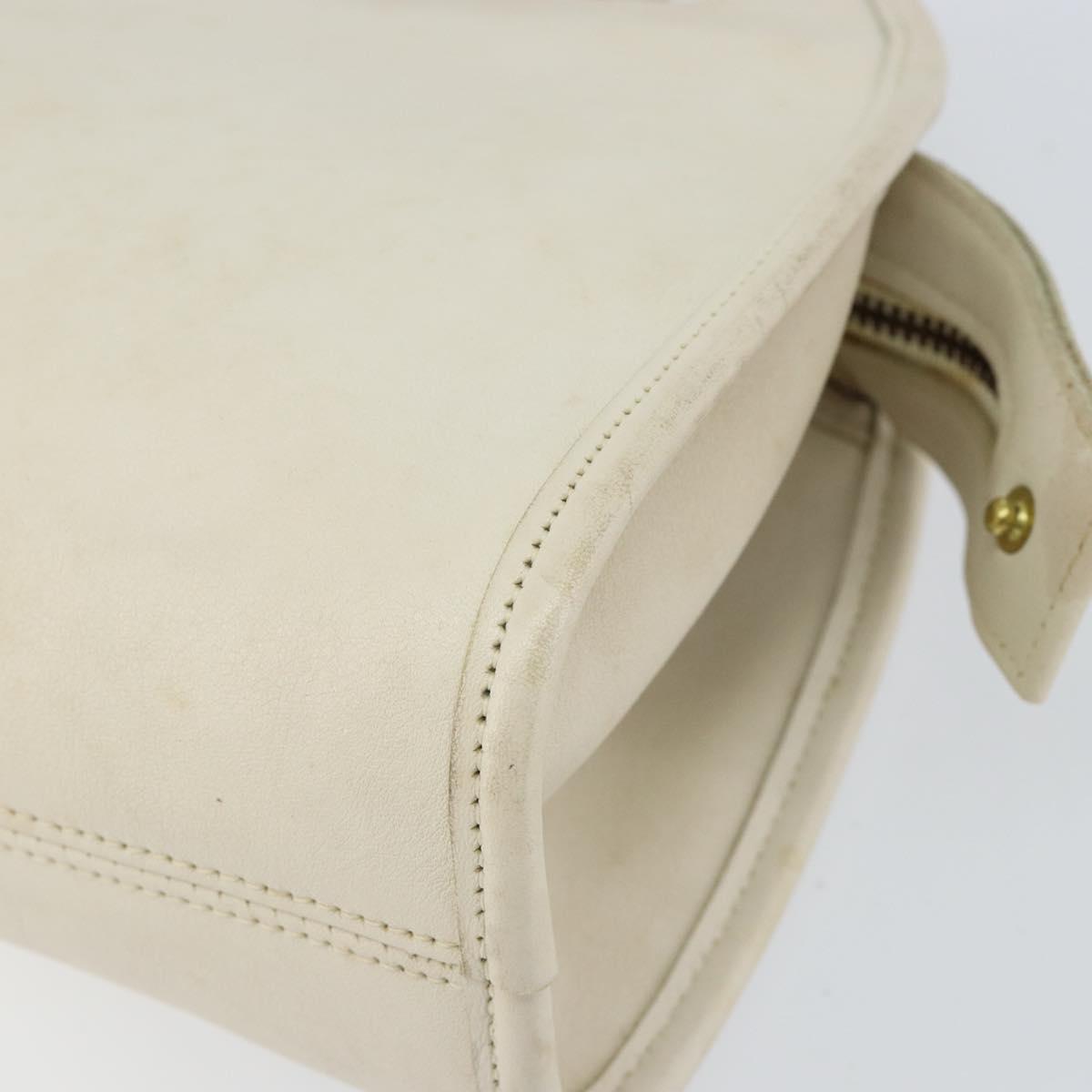 Coach Hand Bag Leather 2way White Gold Auth am9807