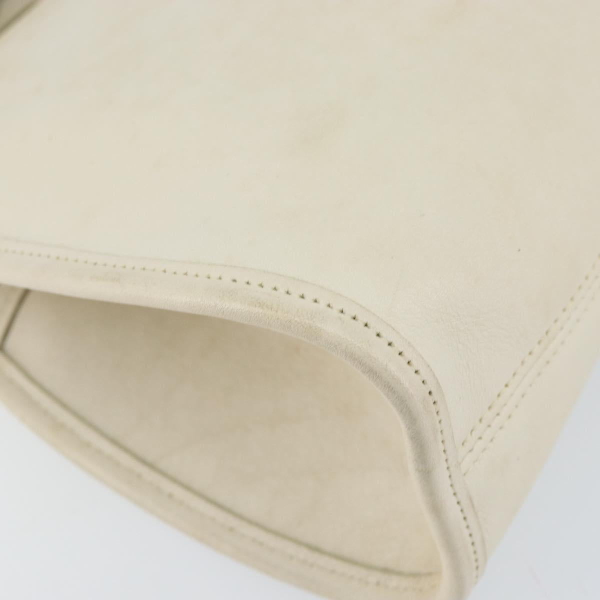 Coach Hand Bag Leather 2way White Gold Auth am9807