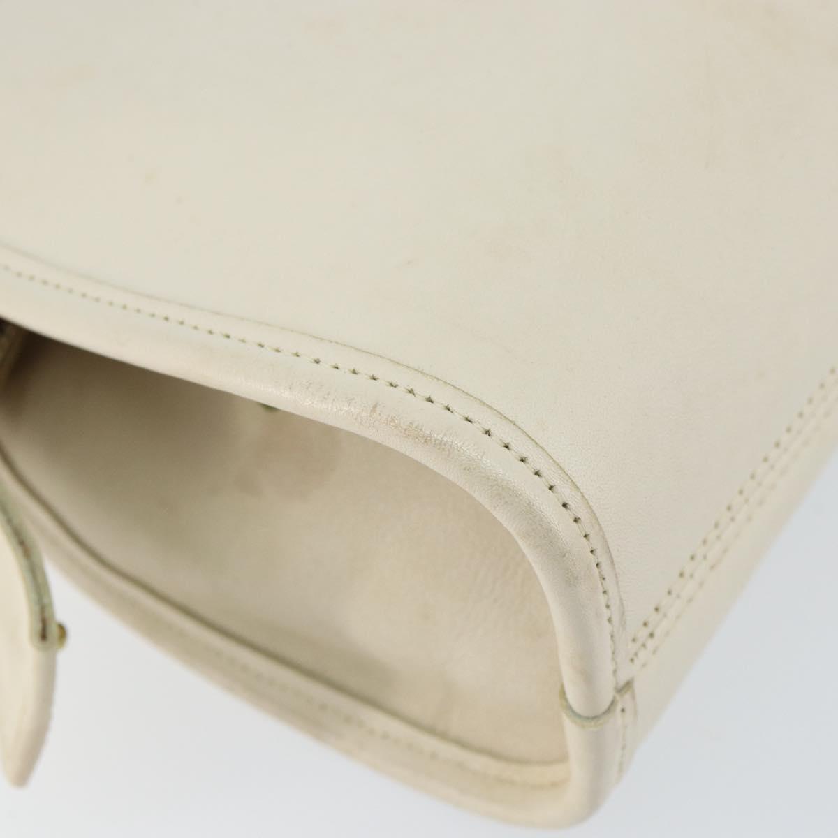 Coach Hand Bag Leather 2way White Gold Auth am9807