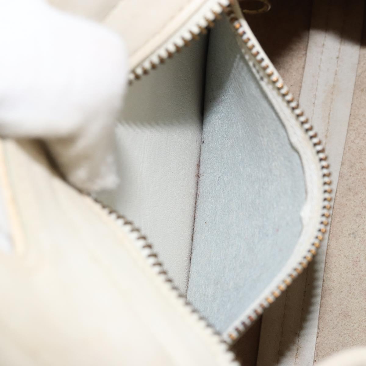 Coach Hand Bag Leather 2way White Gold Auth am9807