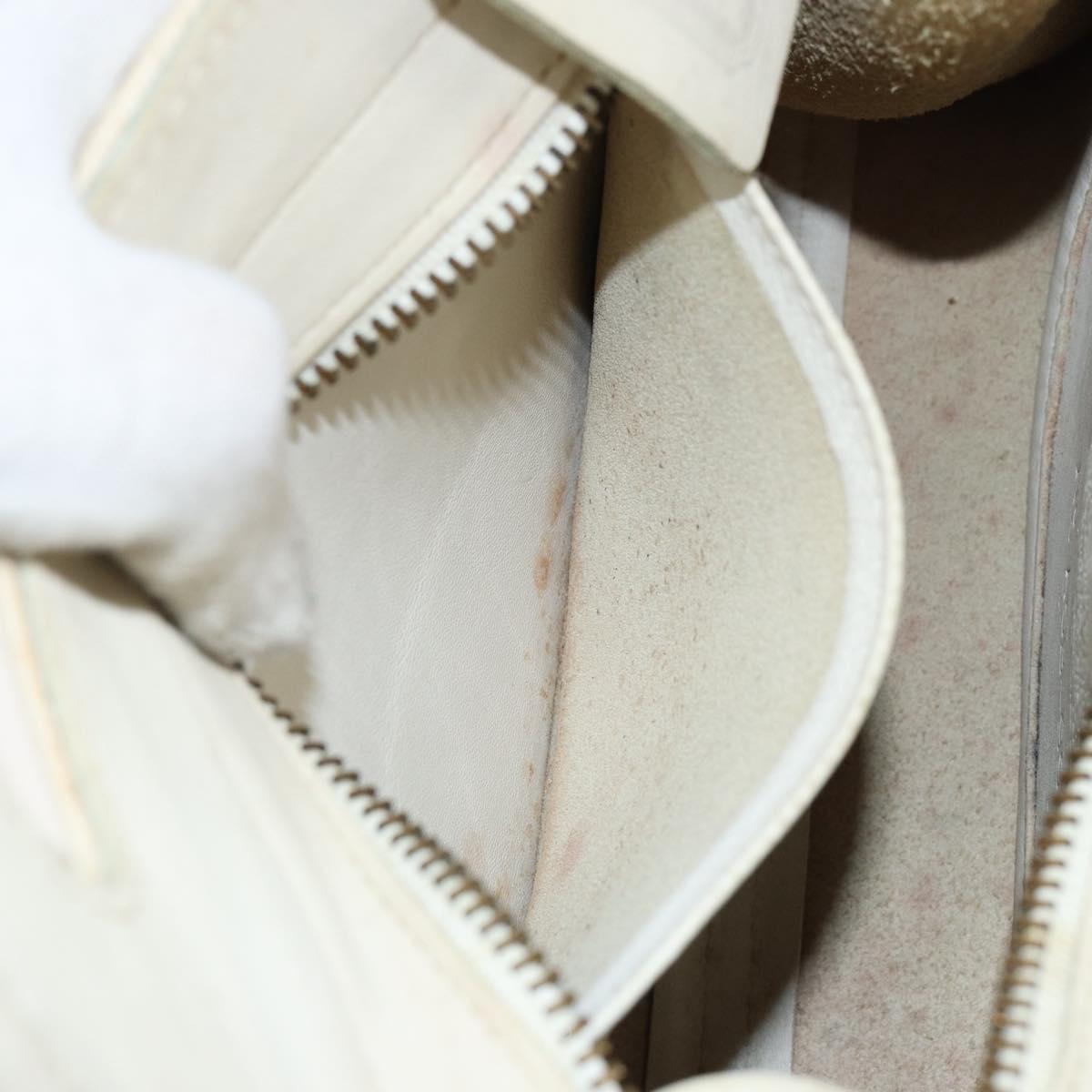 Coach Hand Bag Leather 2way White Gold Auth am9807