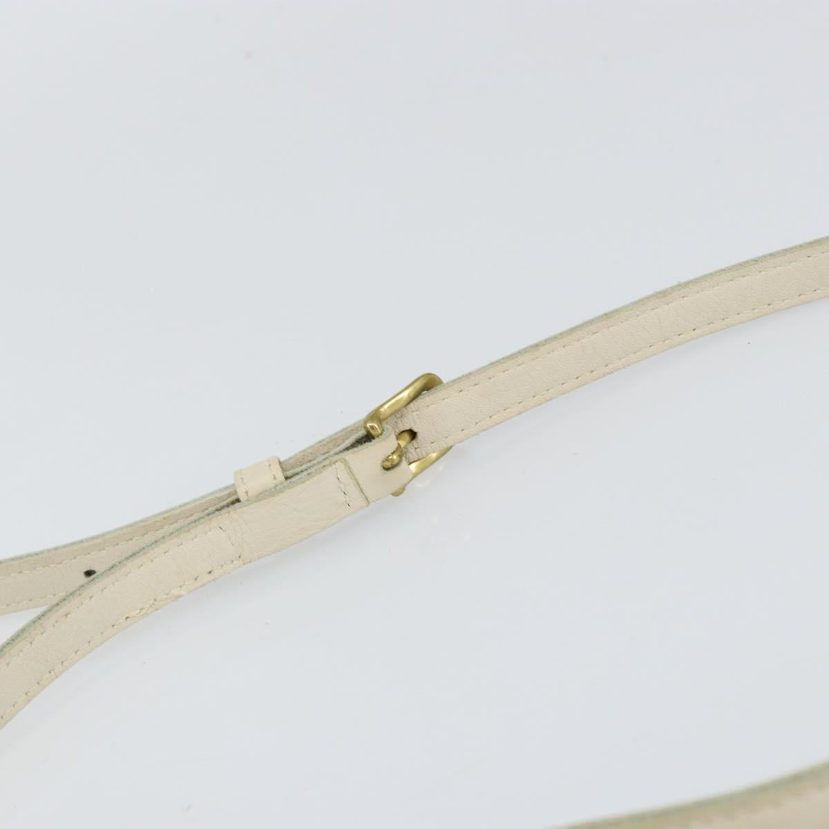 Coach Hand Bag Leather 2way White Gold Auth am9807