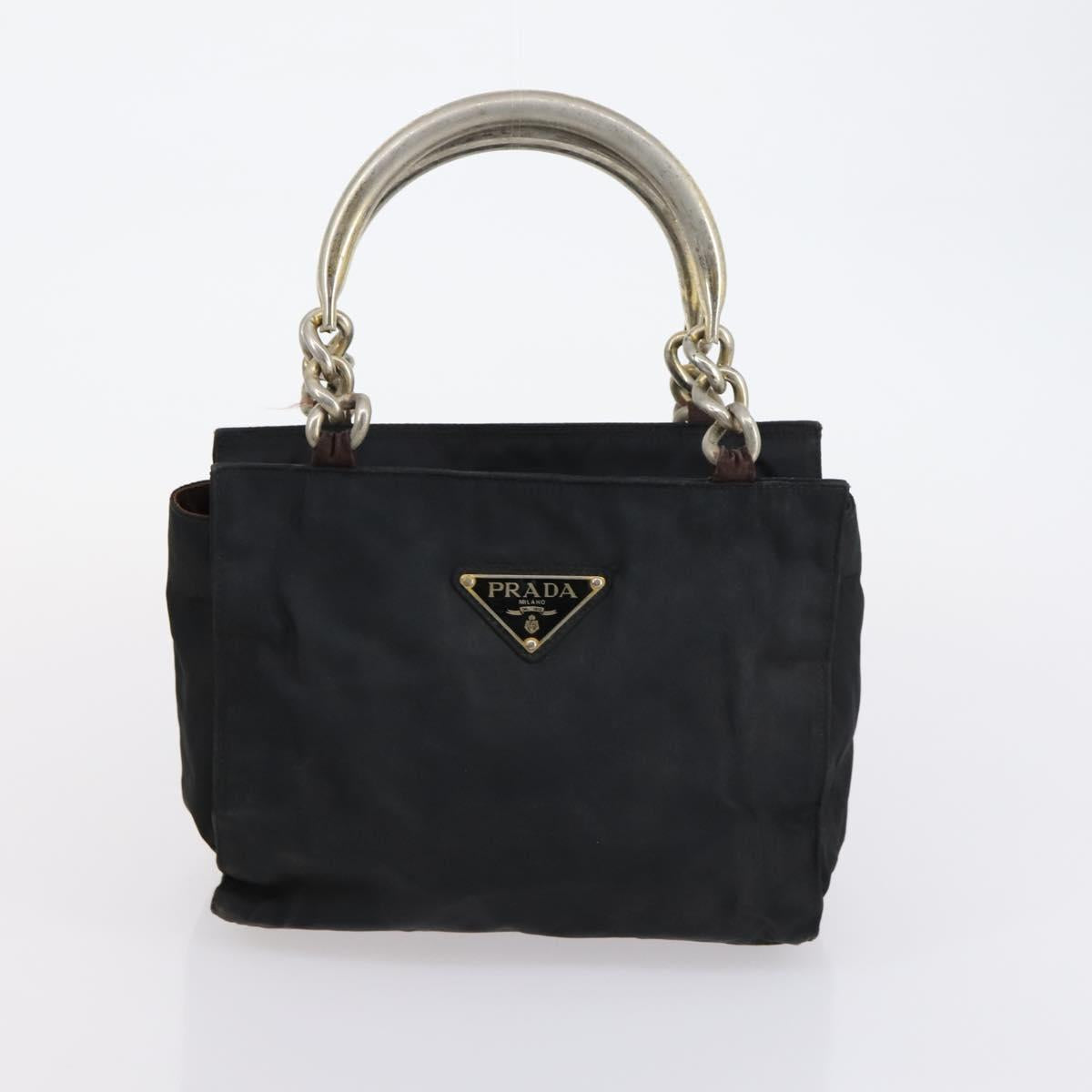 PRADA Christian Dior Hand Bag Nylon PVC 2 Set Black Gold Auth am9808