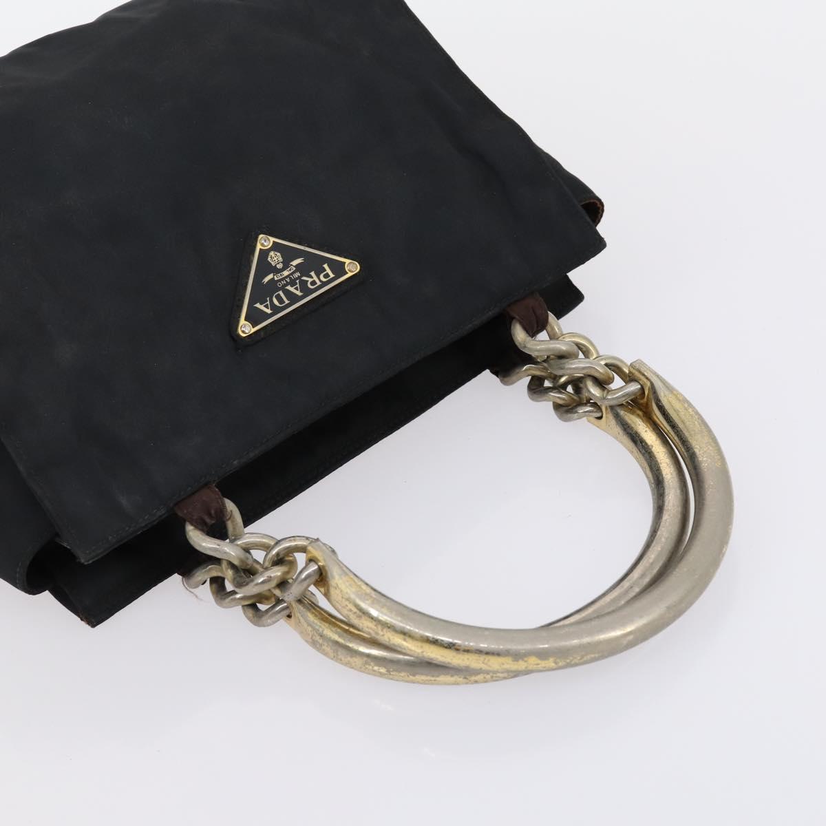 PRADA Christian Dior Hand Bag Nylon PVC 2 Set Black Gold Auth am9808