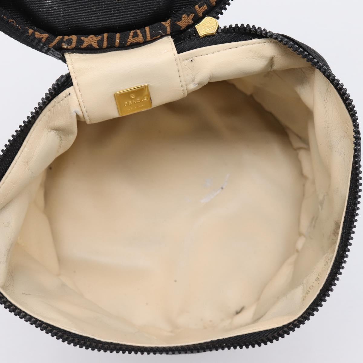 FENDI Pecan Canvas Vanity Pouch 2 Set Black Brown Auth am9810