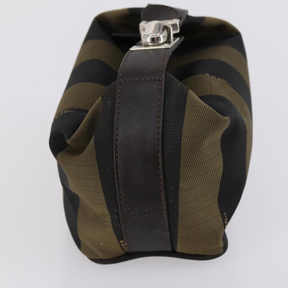 FENDI Pecan Canvas Vanity Pouch 2 Set Black Brown Auth am9810
