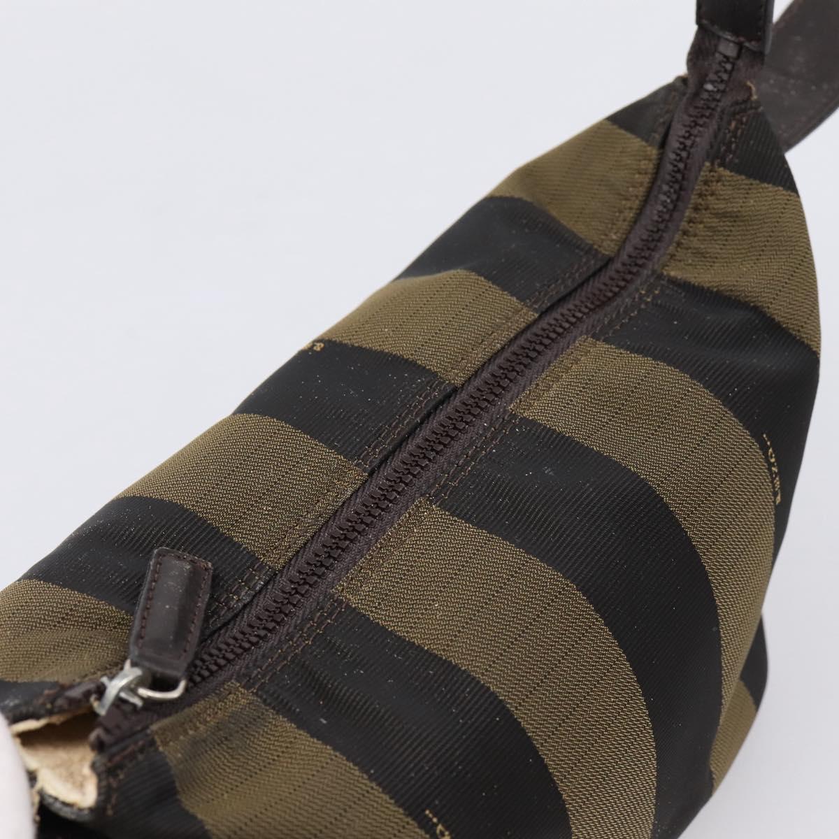 FENDI Pecan Canvas Vanity Pouch 2 Set Black Brown Auth am9810