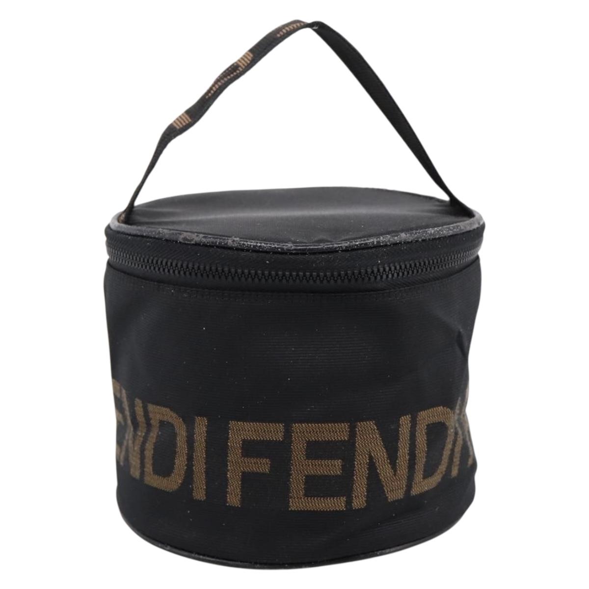 FENDI Pecan Canvas Vanity Pouch 2 Set Black Brown Auth am9810