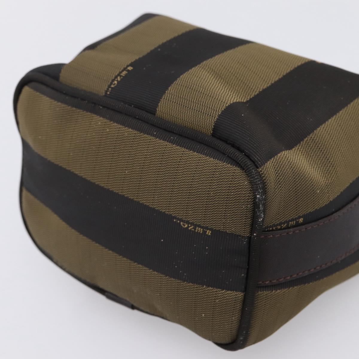 FENDI Pecan Canvas Vanity Pouch 2 Set Black Brown Auth am9810