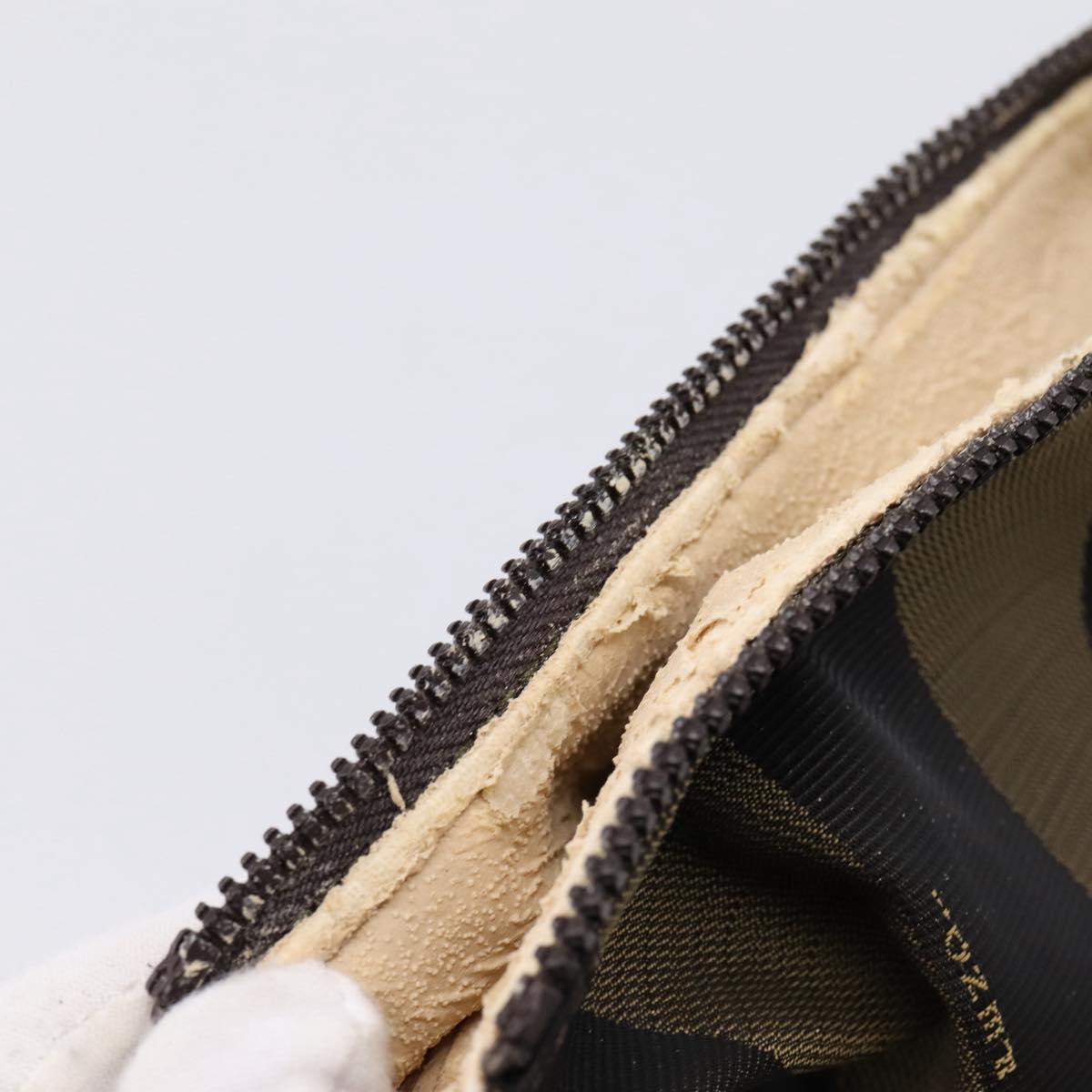 FENDI Pecan Canvas Vanity Pouch 2 Set Black Brown Auth am9810