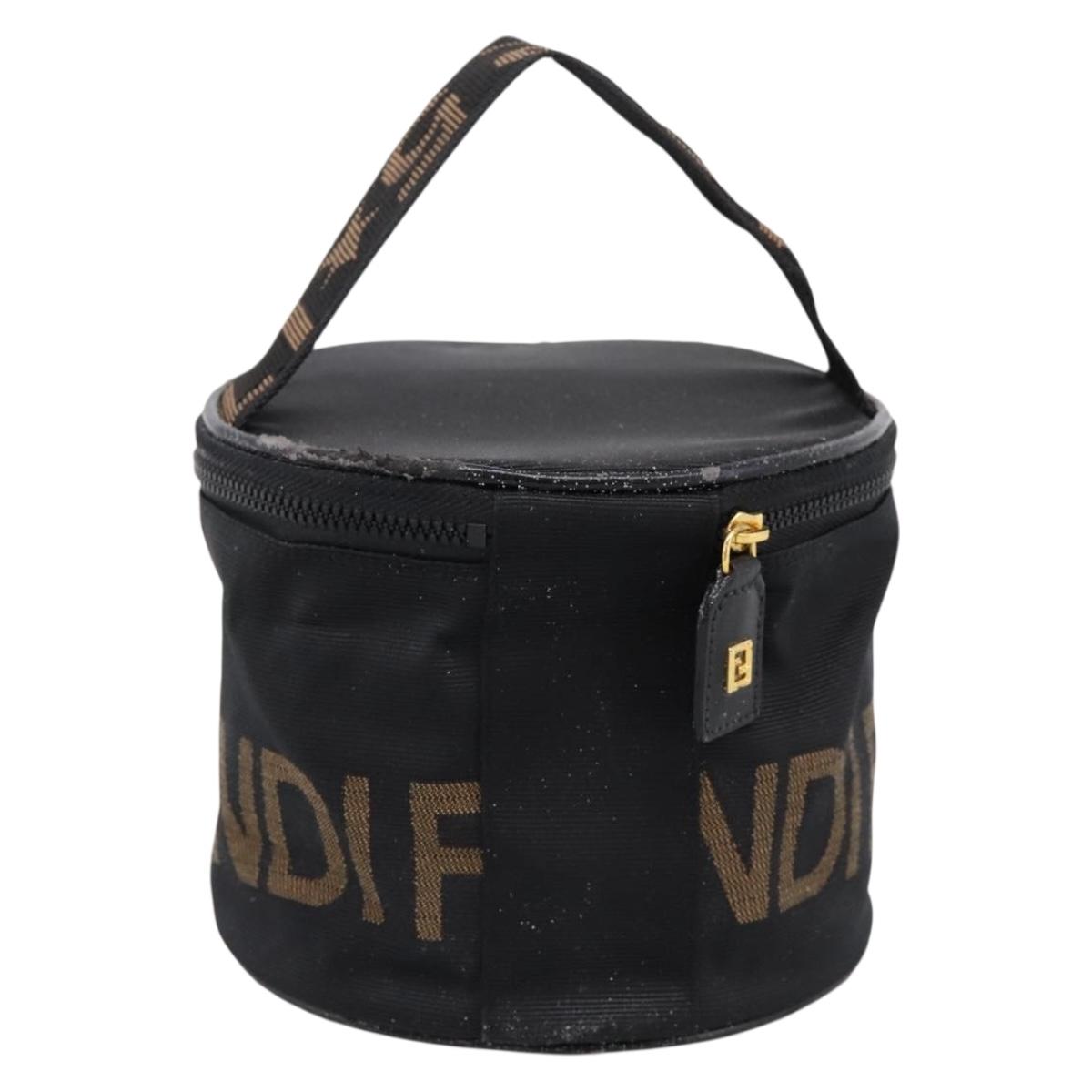 FENDI Pecan Canvas Vanity Pouch 2 Set Black Brown Auth am9810