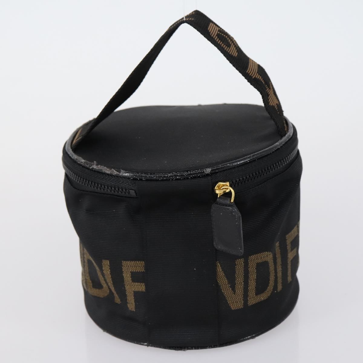 FENDI Pecan Canvas Vanity Pouch 2 Set Black Brown Auth am9810