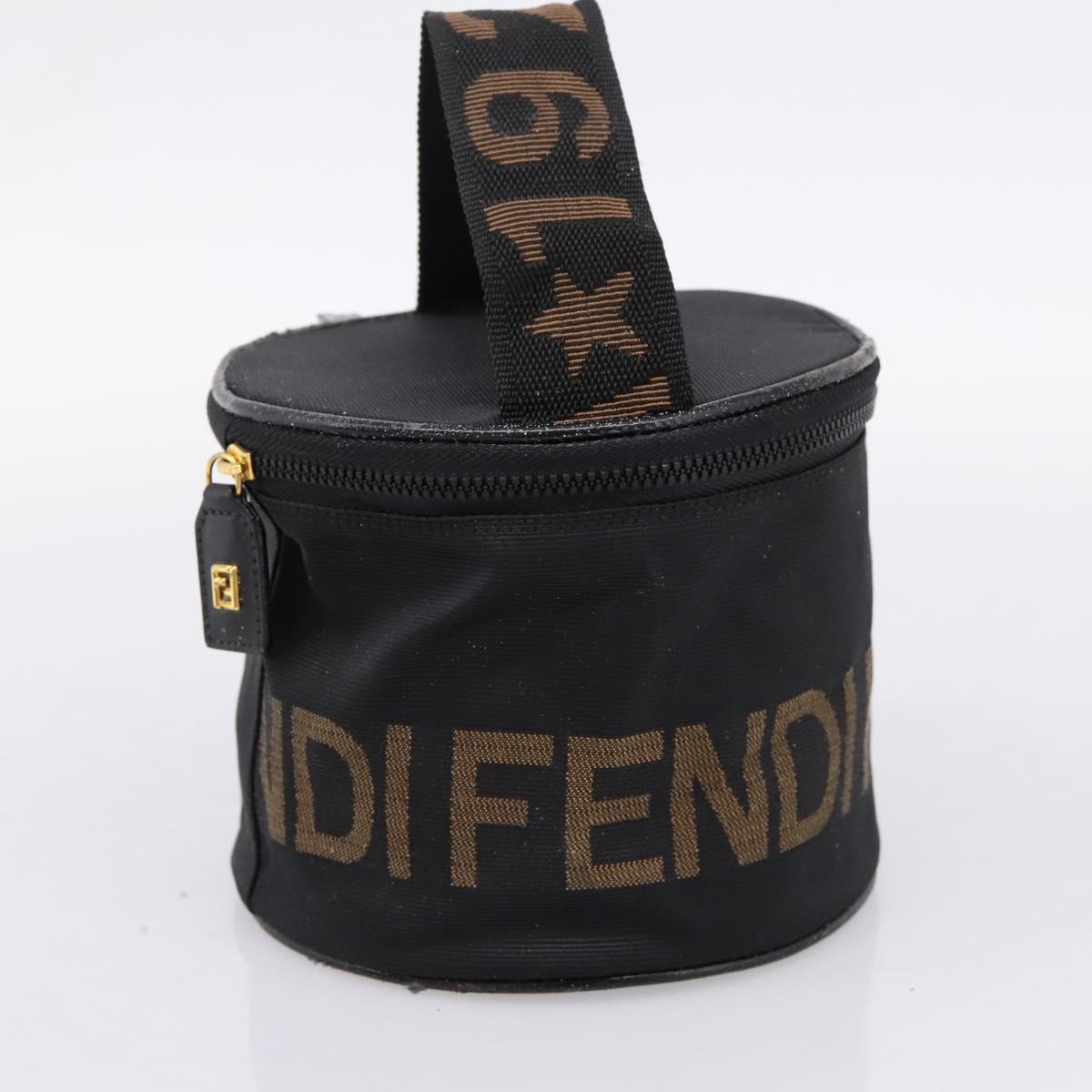 FENDI Pecan Canvas Vanity Pouch 2 Set Black Brown Auth am9810