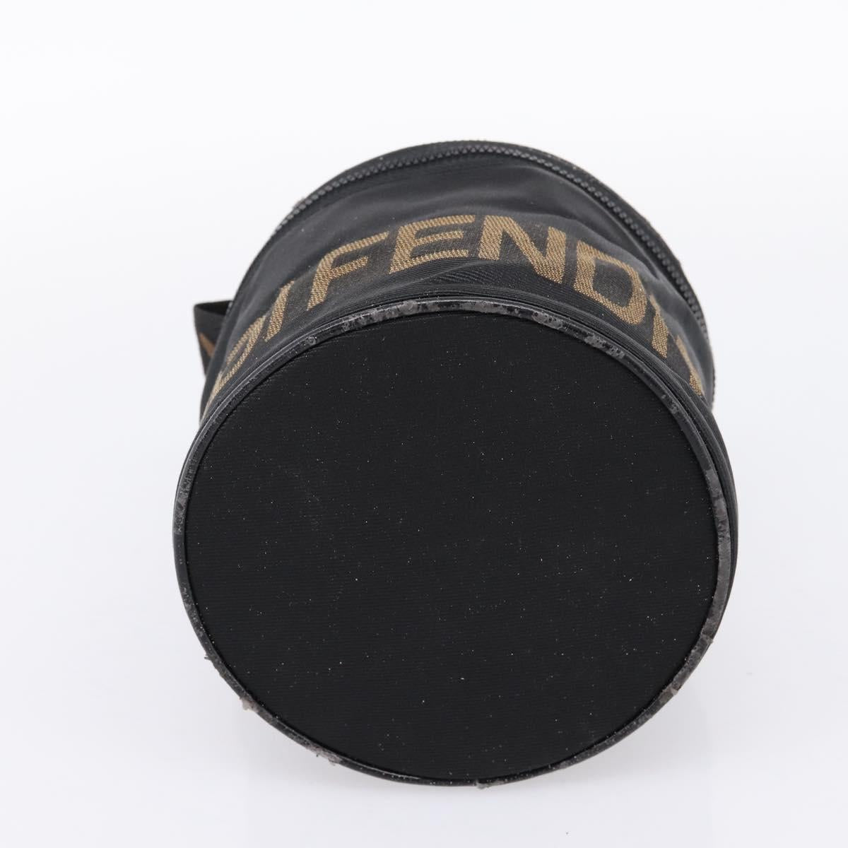 FENDI Pecan Canvas Vanity Pouch 2 Set Black Brown Auth am9810