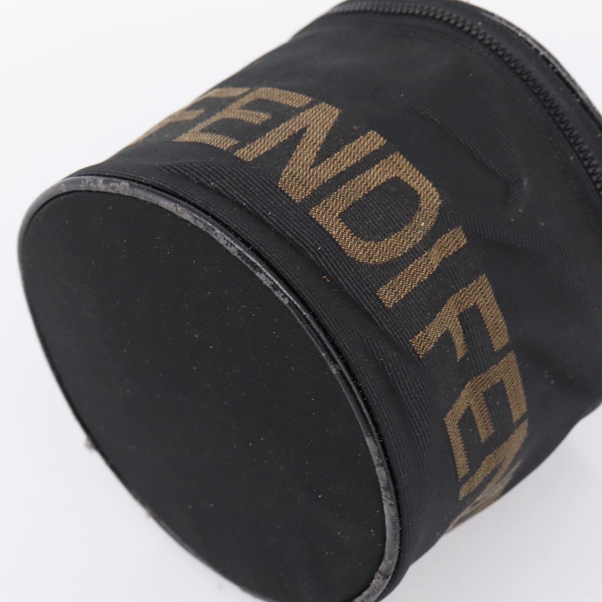 FENDI Pecan Canvas Vanity Pouch 2 Set Black Brown Auth am9810