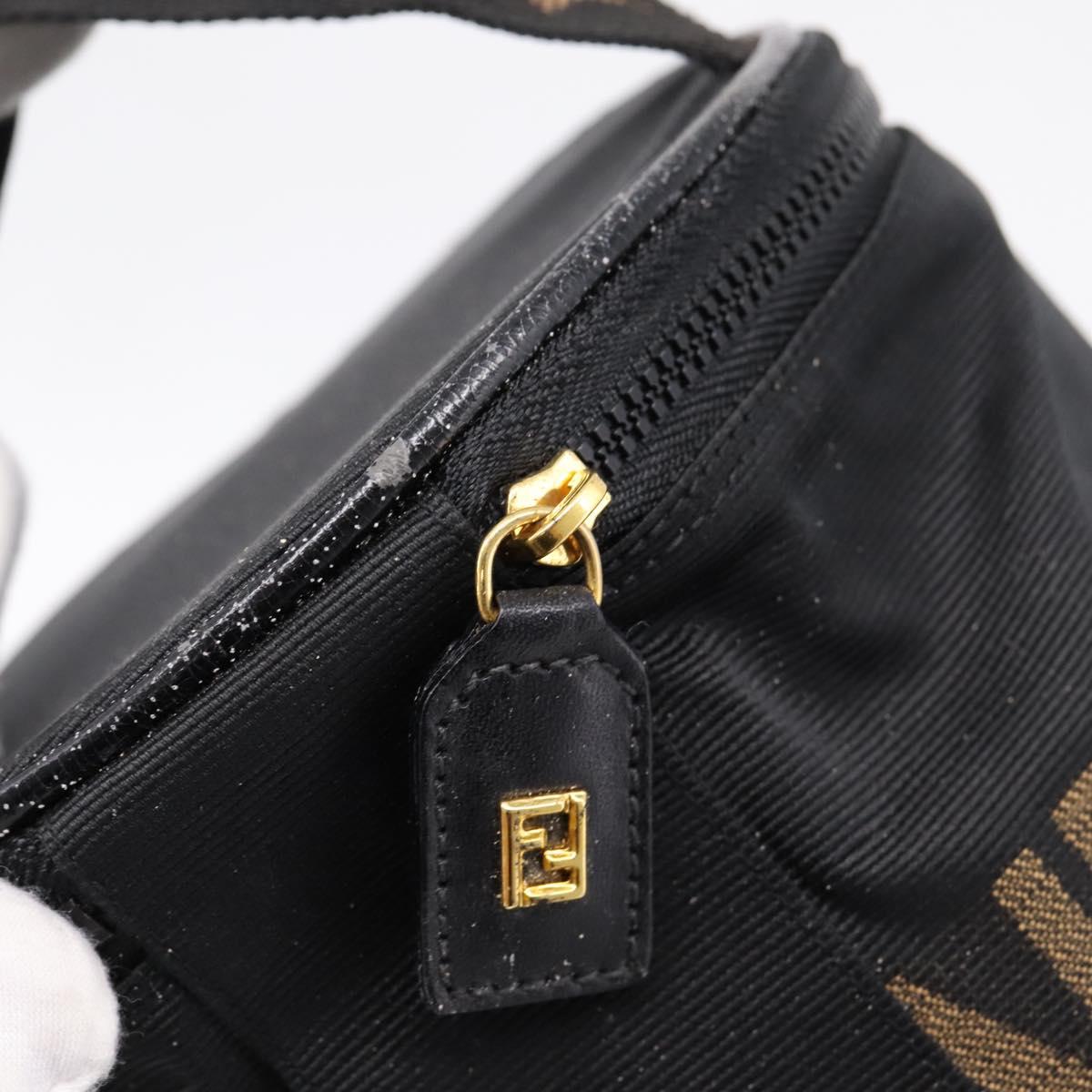 FENDI Pecan Canvas Vanity Pouch 2 Set Black Brown Auth am9810