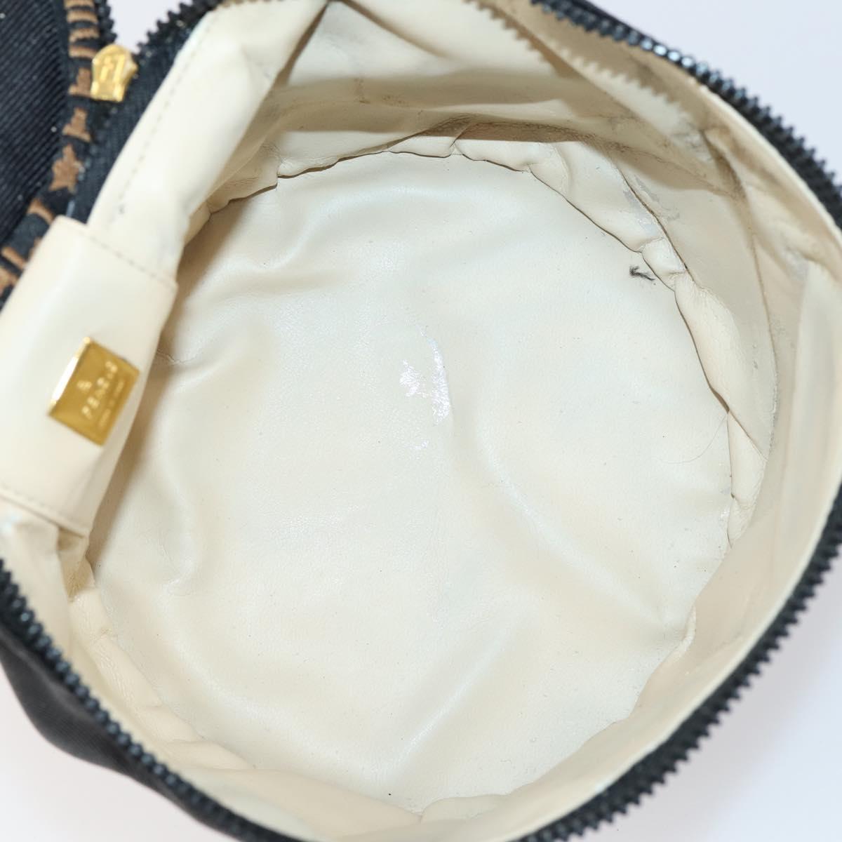 FENDI Pecan Canvas Vanity Pouch 2 Set Black Brown Auth am9810