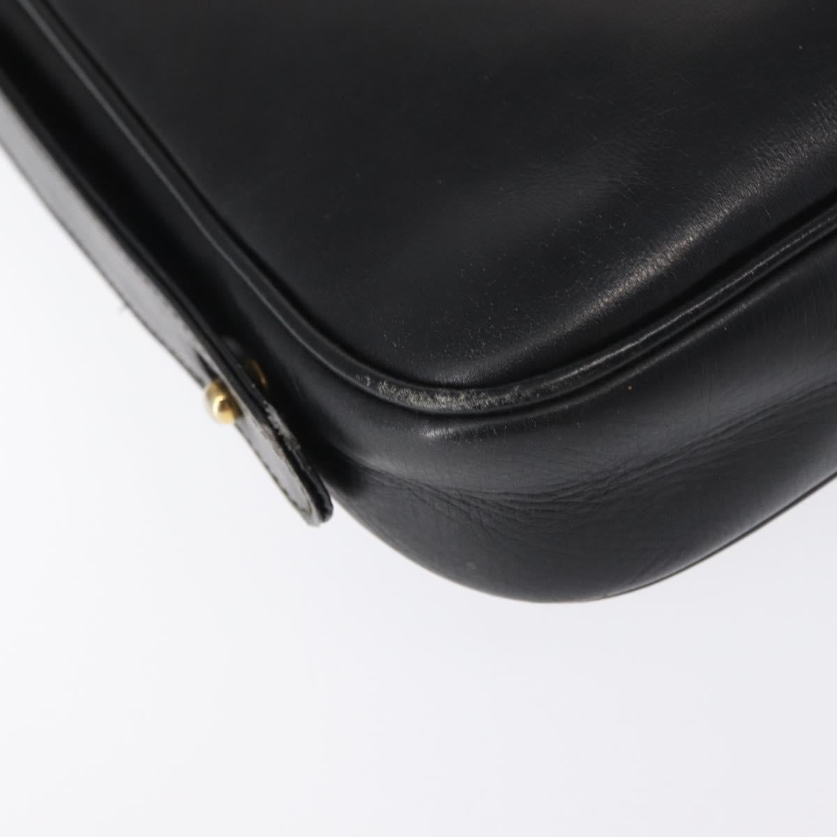 GUCCI Shoulder Bag Leather Black Gold Auth am9811