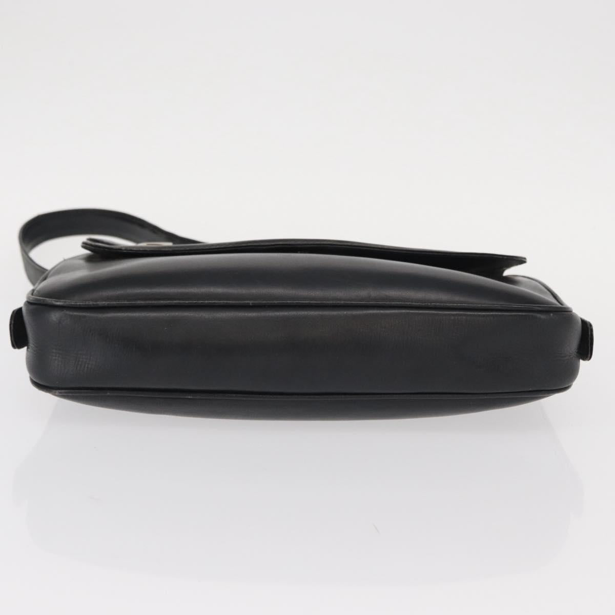 GUCCI Shoulder Bag Leather Black Gold Auth am9811