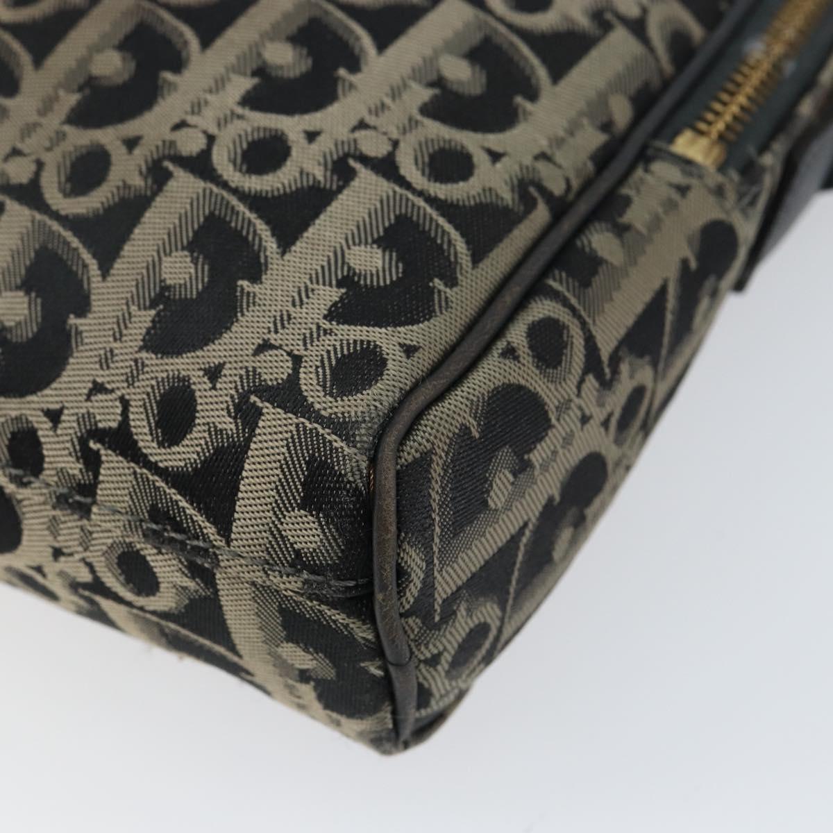 Christian Dior Trotter Canvas Shoulder Bag Black Gold Auth am9812