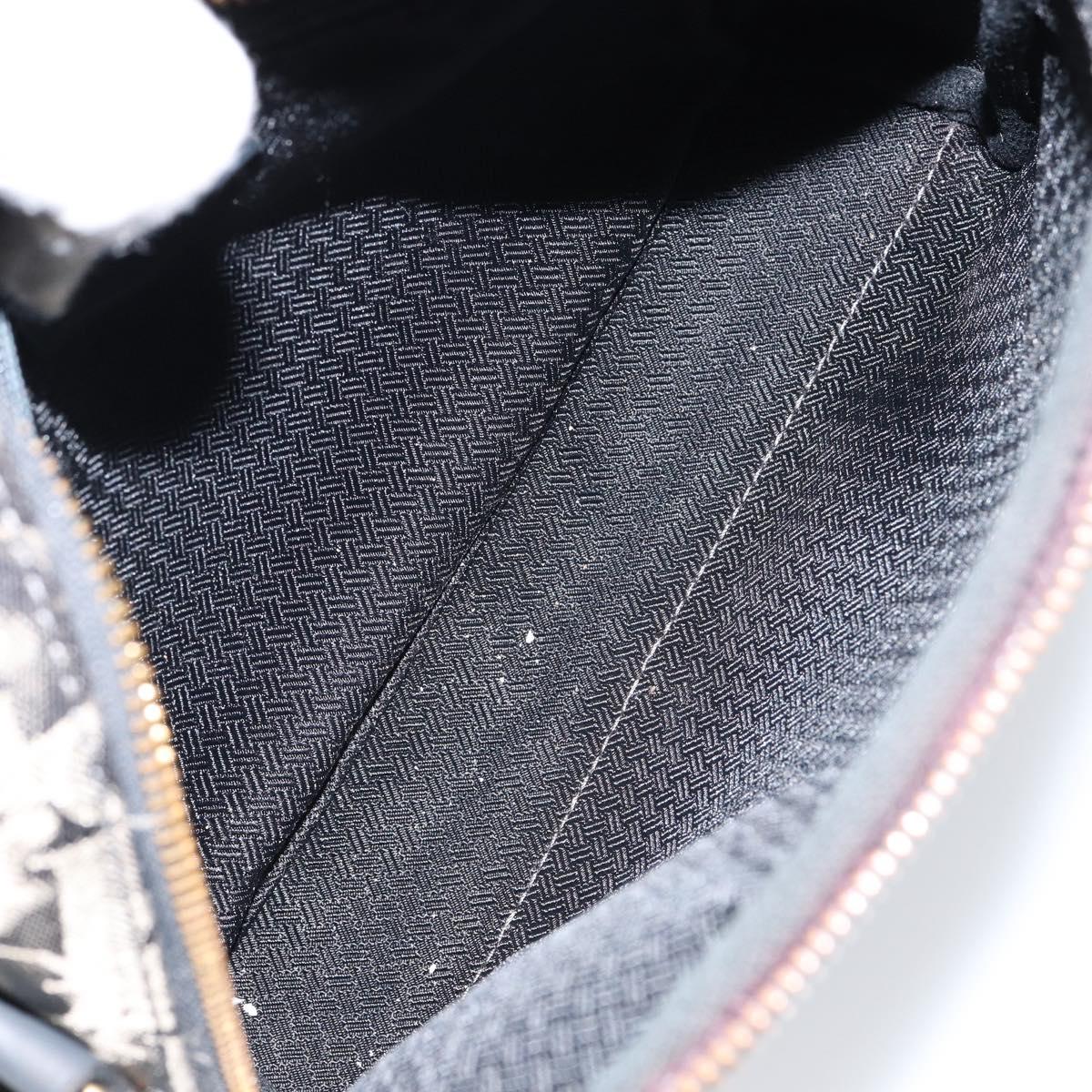 Christian Dior Trotter Canvas Shoulder Bag Black Gold Auth am9812