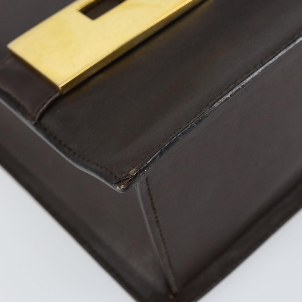 GUCCI Shoulder Bag Leather Brown Gold 001 1274 1874 Auth am9820