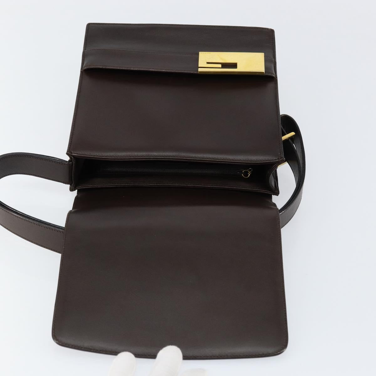 GUCCI Shoulder Bag Leather Brown Gold 001 1274 1874 Auth am9820