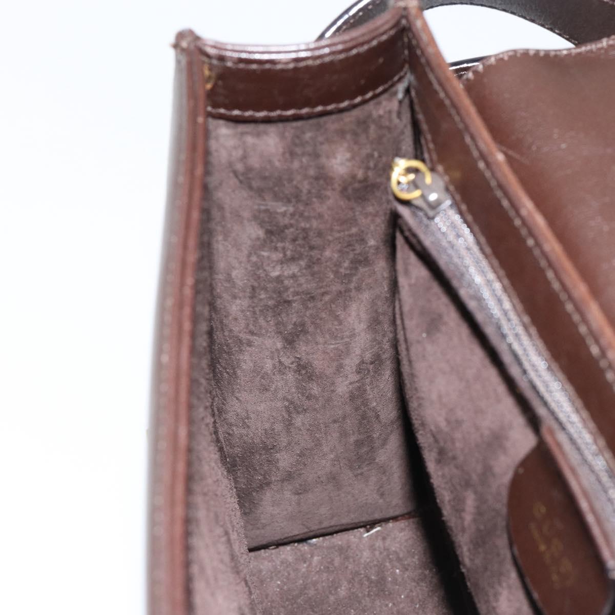 GUCCI Shoulder Bag Leather Brown Gold 001 1274 1874 Auth am9820
