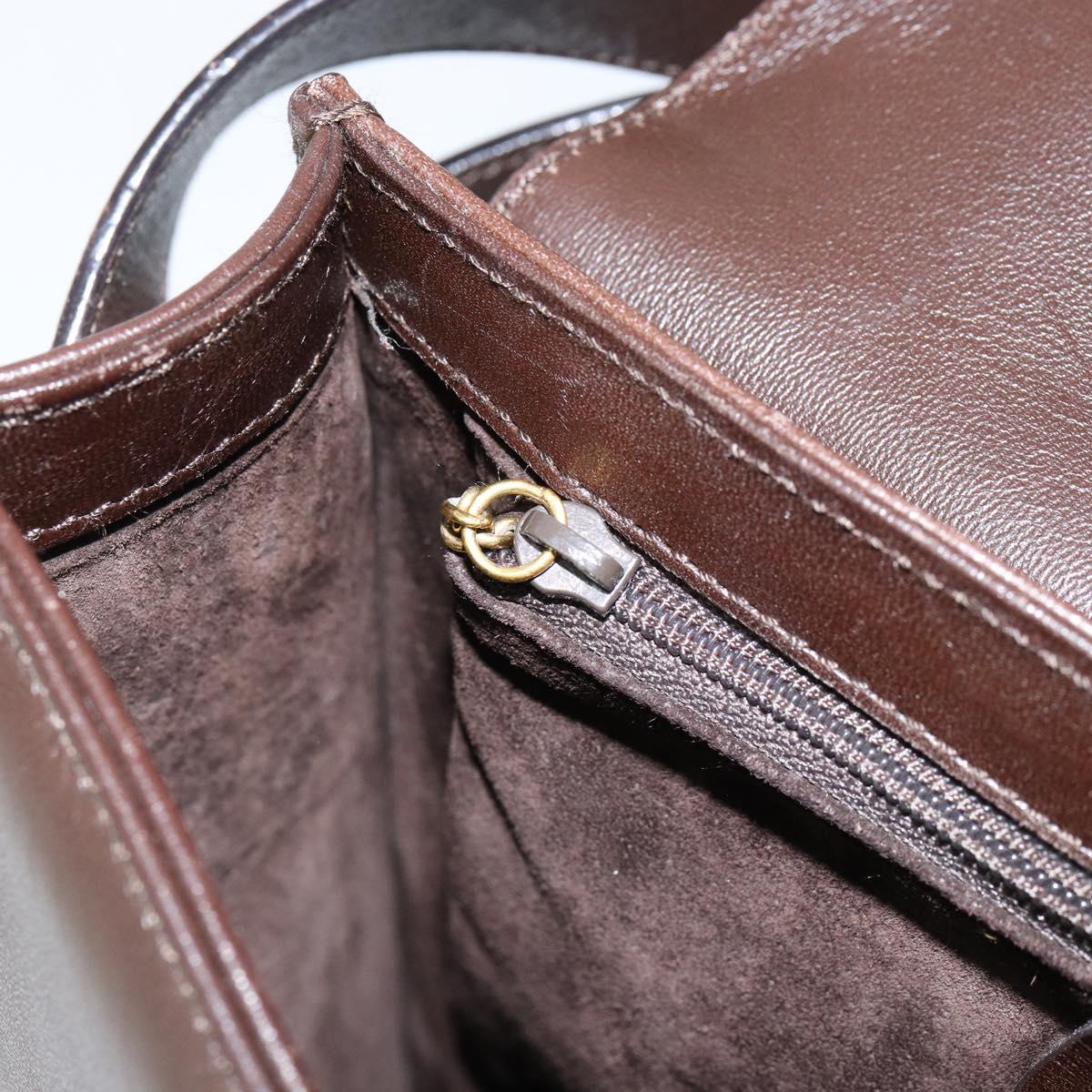 GUCCI Shoulder Bag Leather Brown Gold 001 1274 1874 Auth am9820