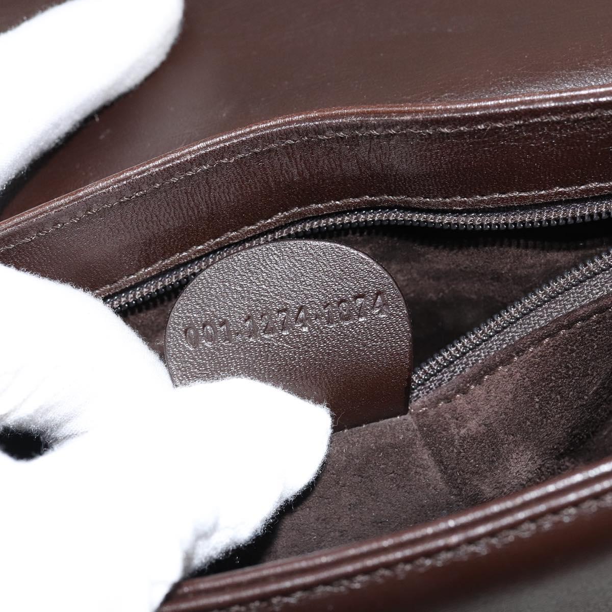 GUCCI Shoulder Bag Leather Brown Gold 001 1274 1874 Auth am9820