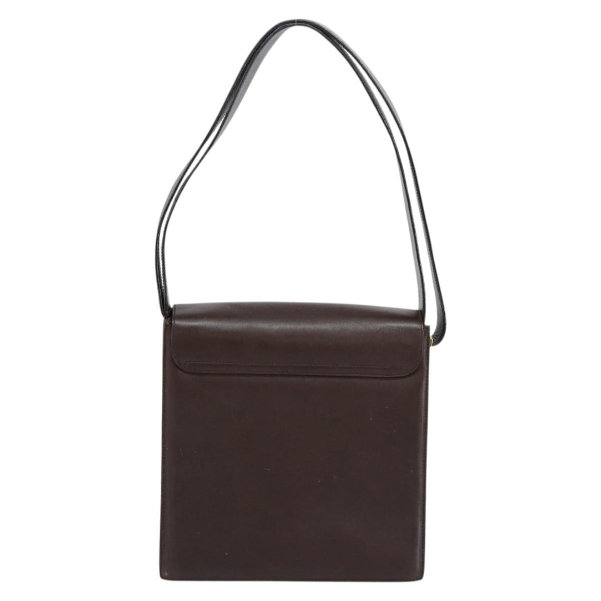 GUCCI Shoulder Bag Leather Brown Gold 001 1274 1874 Auth am9820