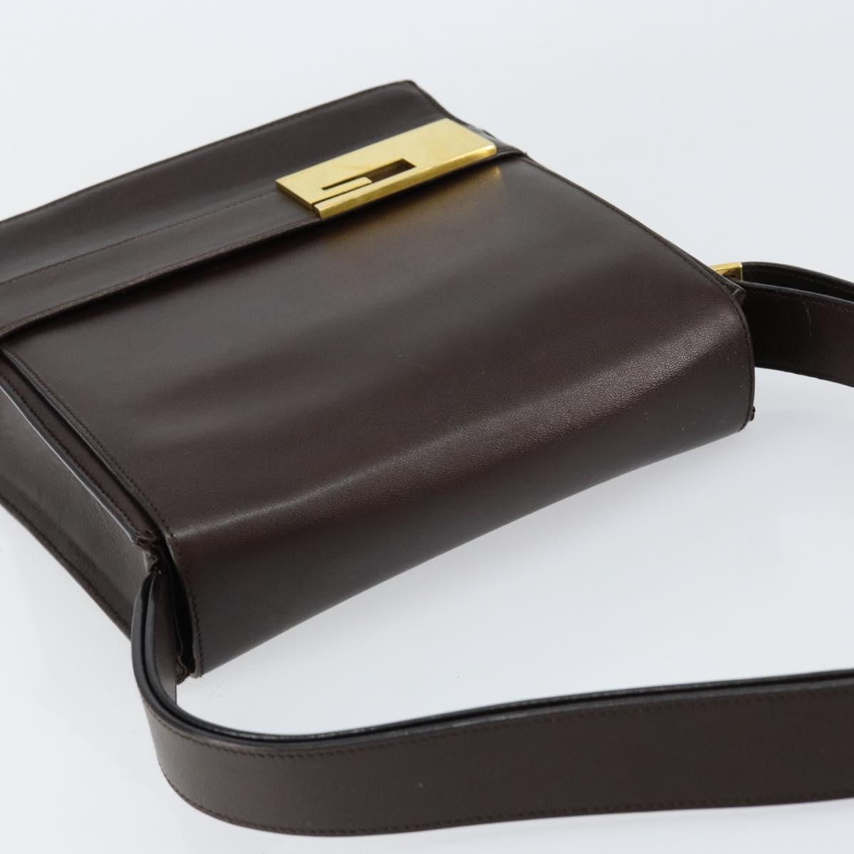 GUCCI Shoulder Bag Leather Brown Gold 001 1274 1874 Auth am9820