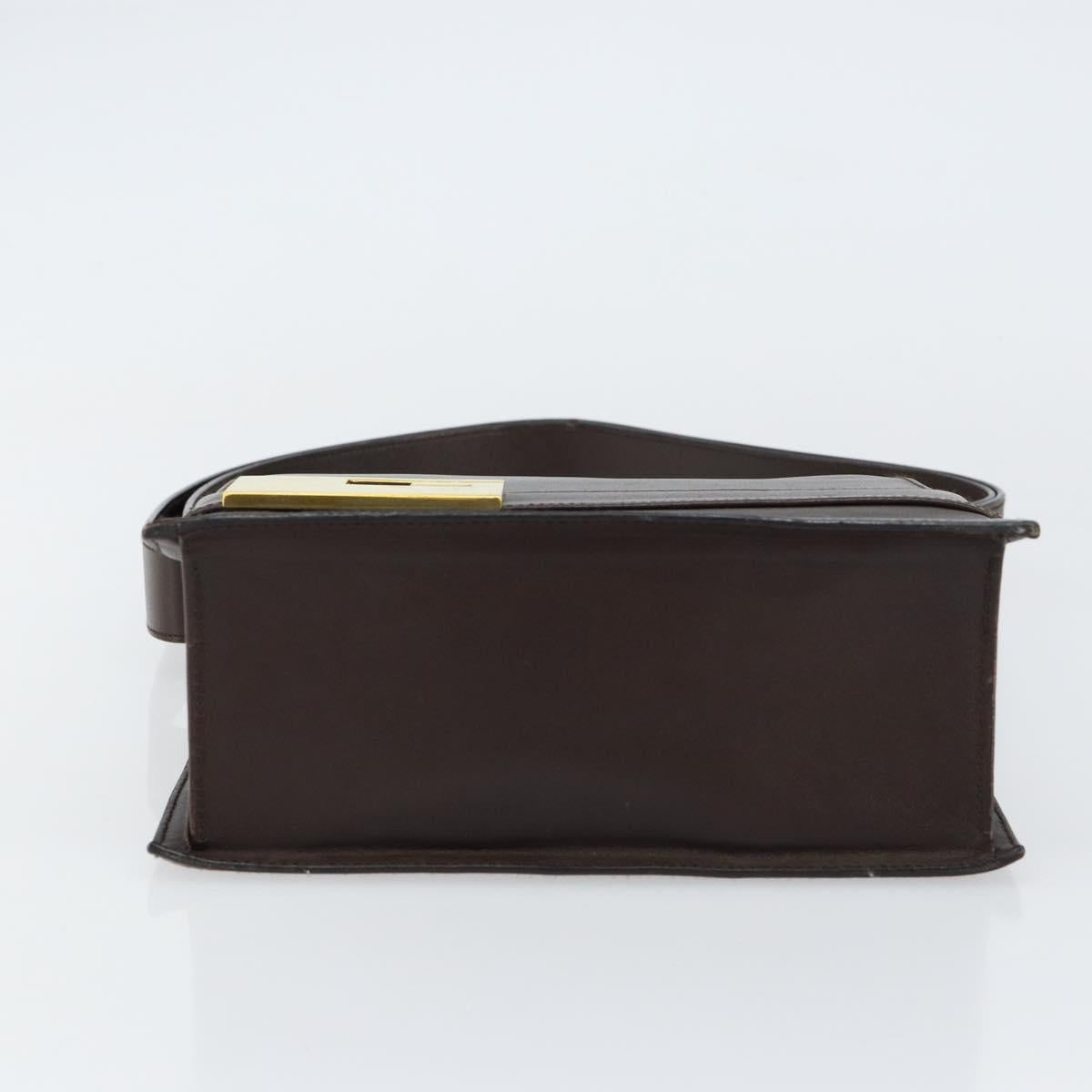 GUCCI Shoulder Bag Leather Brown Gold 001 1274 1874 Auth am9820