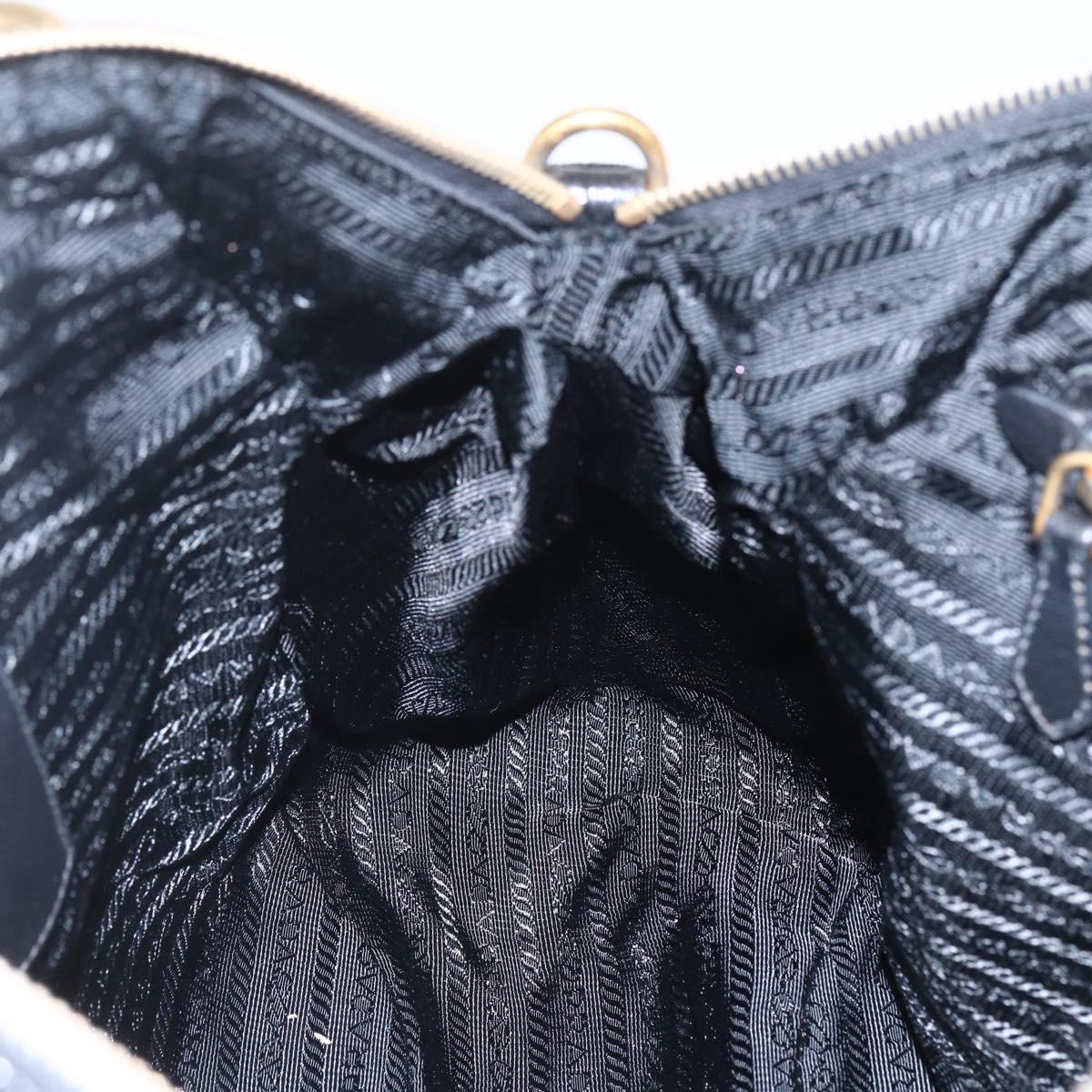 PRADA Hand Bag Enamel Black Gold Auth am9823