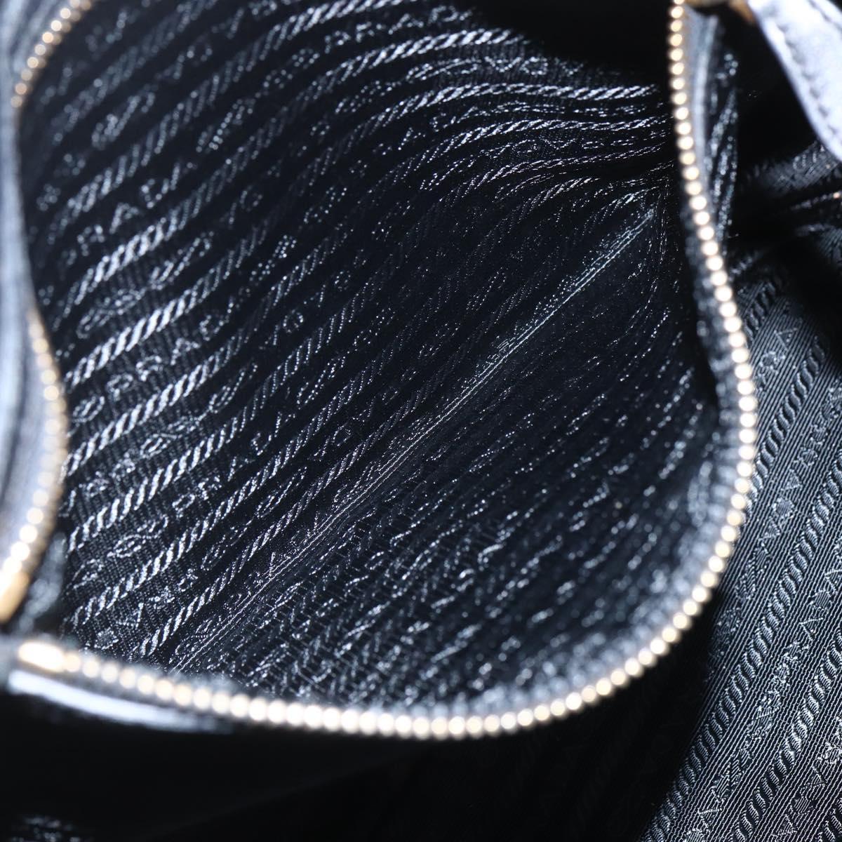 PRADA Hand Bag Enamel Black Gold Auth am9823
