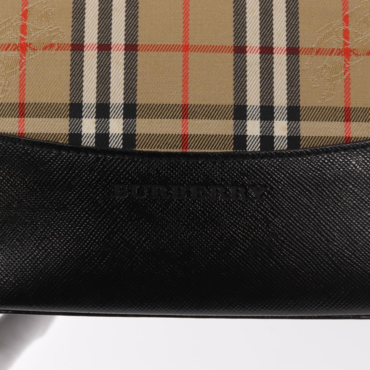 BURBERRY Nova Check Hand Bag Canvas Beige Gold Auth am9824